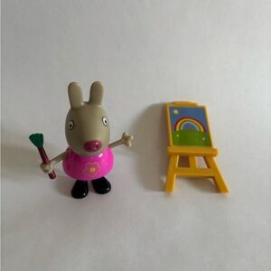 Peppa Pig Delphine Donkey art Easel paintbrush toy set character French friend